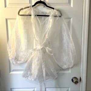 White translucent see through long sleeve tunic